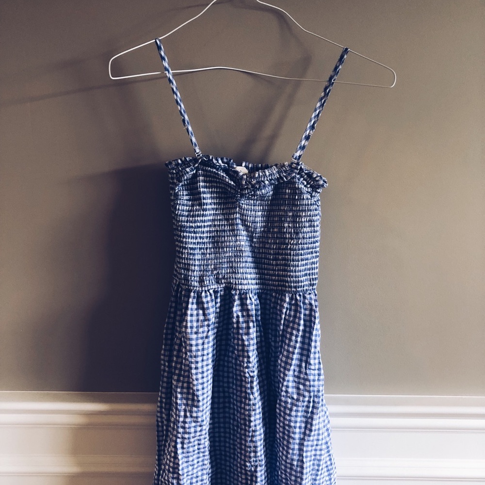 h&m blue and white gingham dress